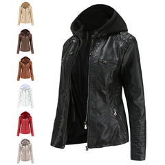 Charlotte - Faux Leather Jacket with Hood