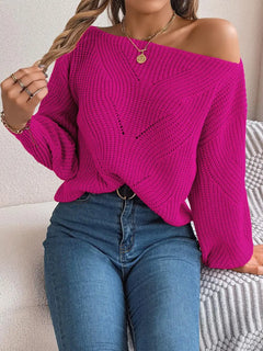 Paulette - Off Shoulder Knit Jumper — Red Rose