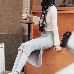 Evelyn - Skirt with Thermal Leggings — Grey