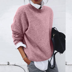 Nerida - Mock Neck Knit Jumper — Pink