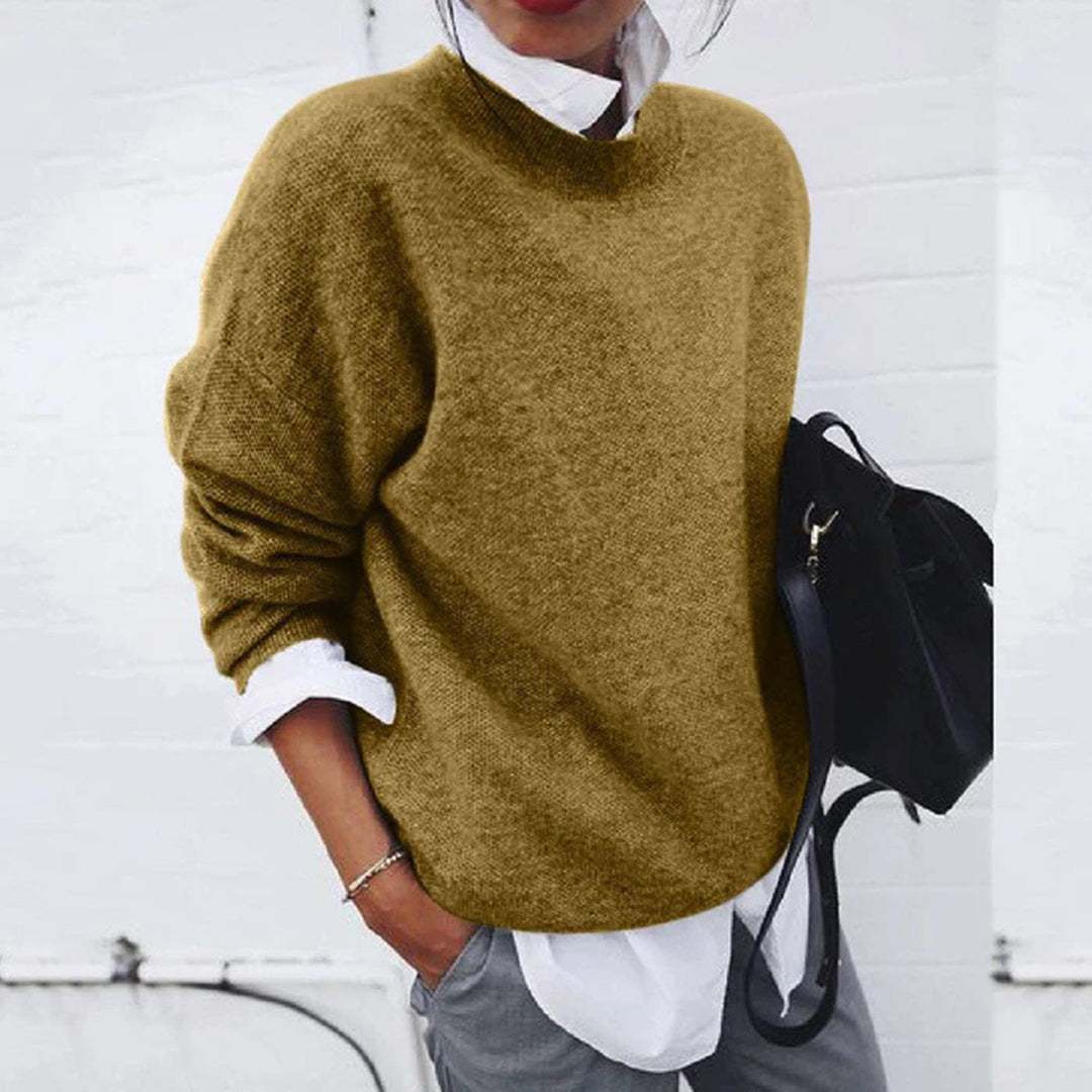 Nerida - Mock Neck Knit Jumper — Yellow