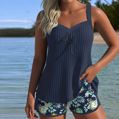 Annalise - Stripe Tankini with Shorts — Navy