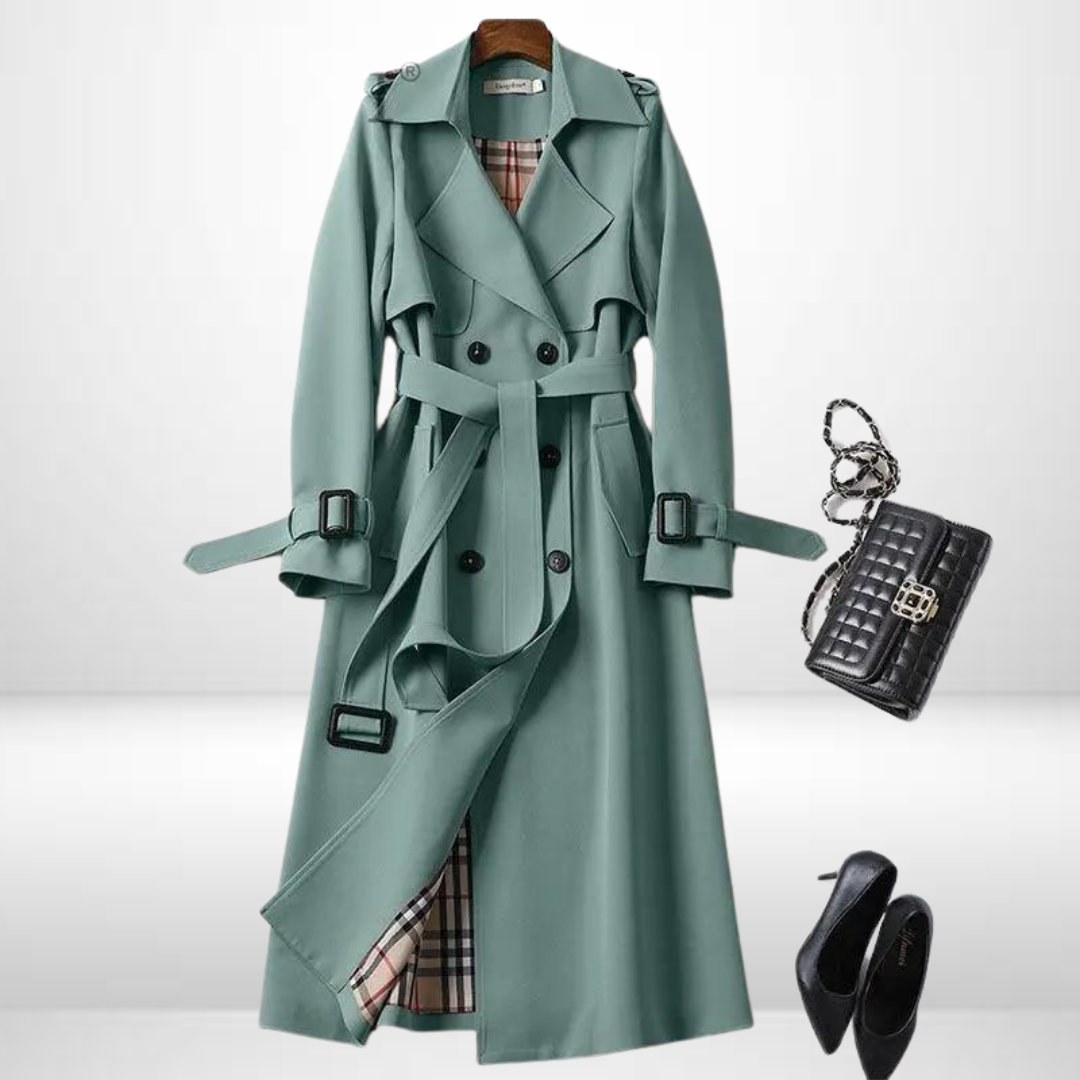 Evie - Classic Belted Trench Coat — Green