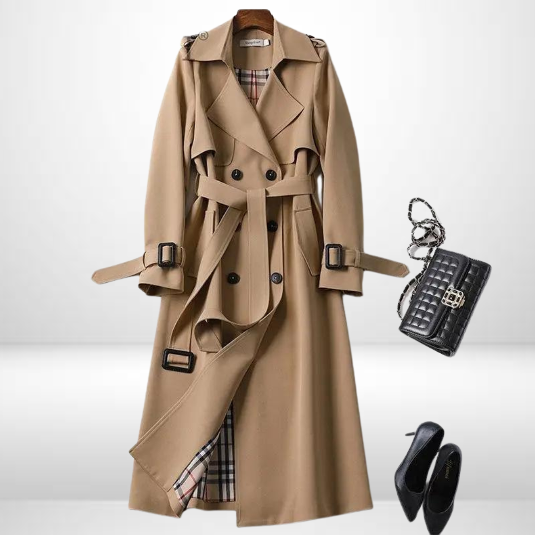 Evie - Classic Belted Trench Coat — Khaki