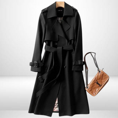 Evie - Classic Belted Trench Coat — Black