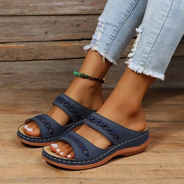 Roberta - Braided Comfort Sandals — Navy blue