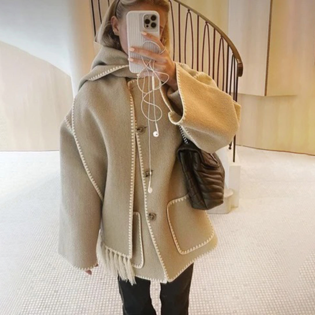 Shirley - Tweed Coat with Pearl Trim