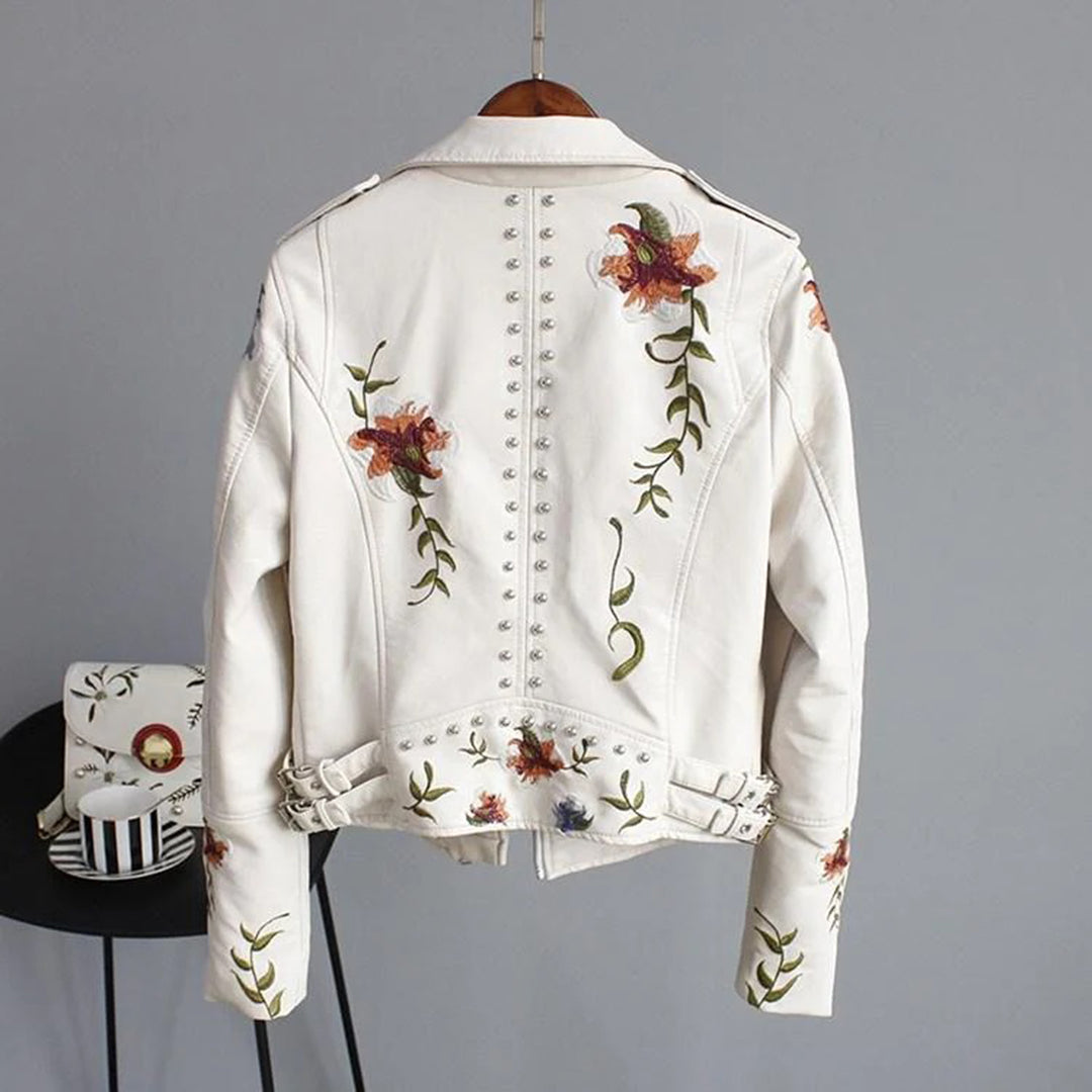 Coretta - Embroidered Biker Jacket