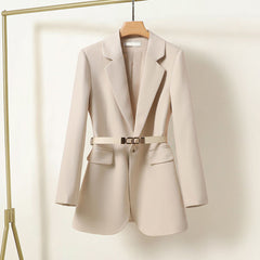 Caroline - Belted Blazer — Beige