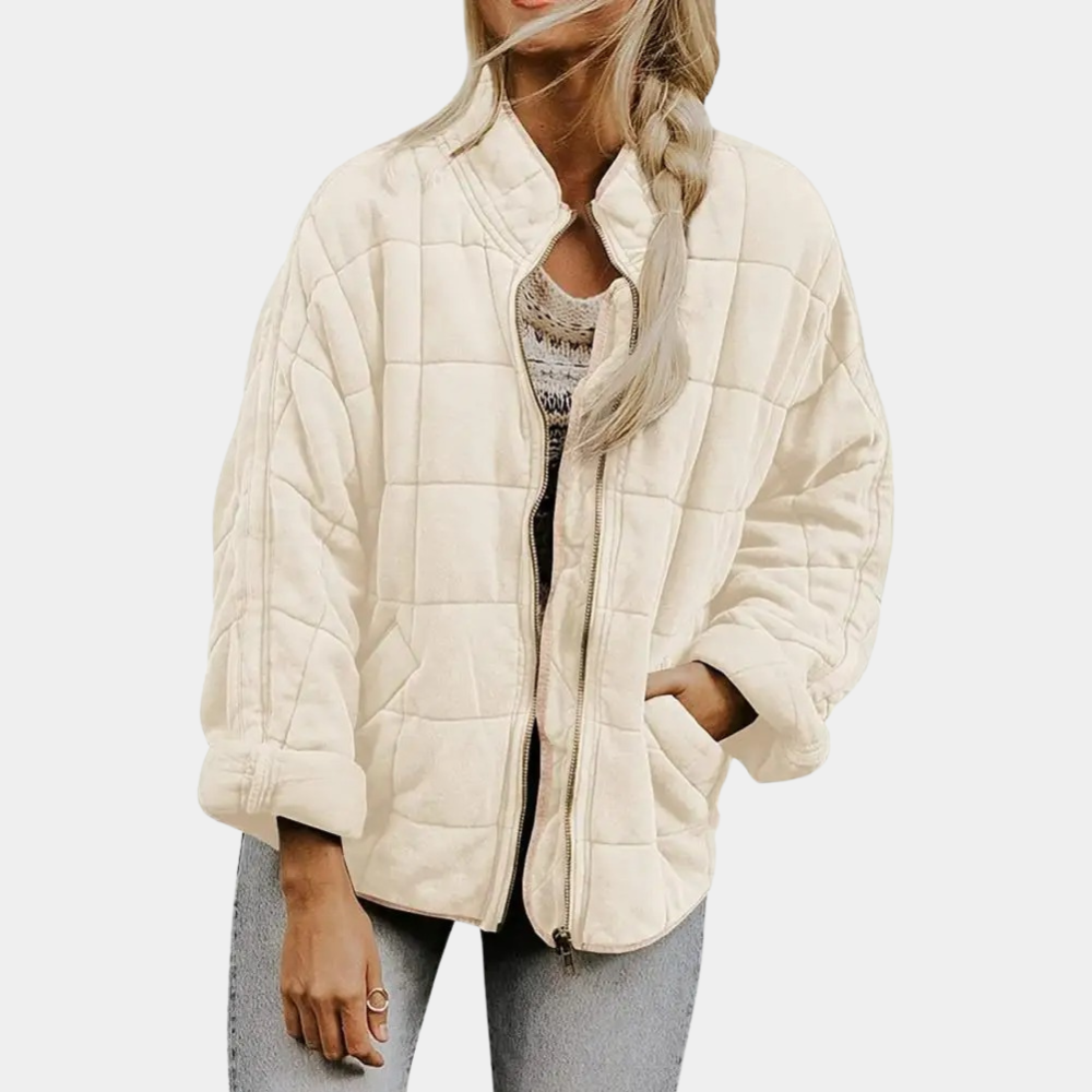 Bernadette - Quilted Jacket with Pockets — Apricot