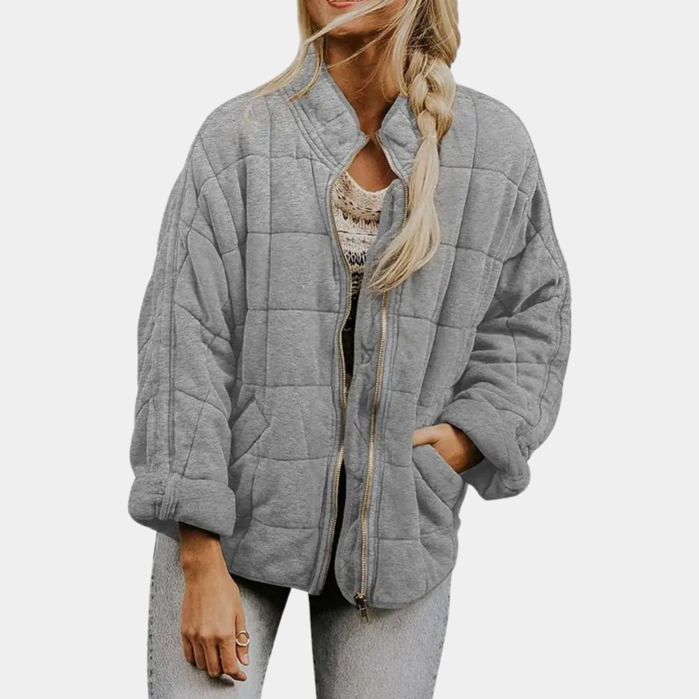 Bernadette - Quilted Jacket with Pockets — Grey
