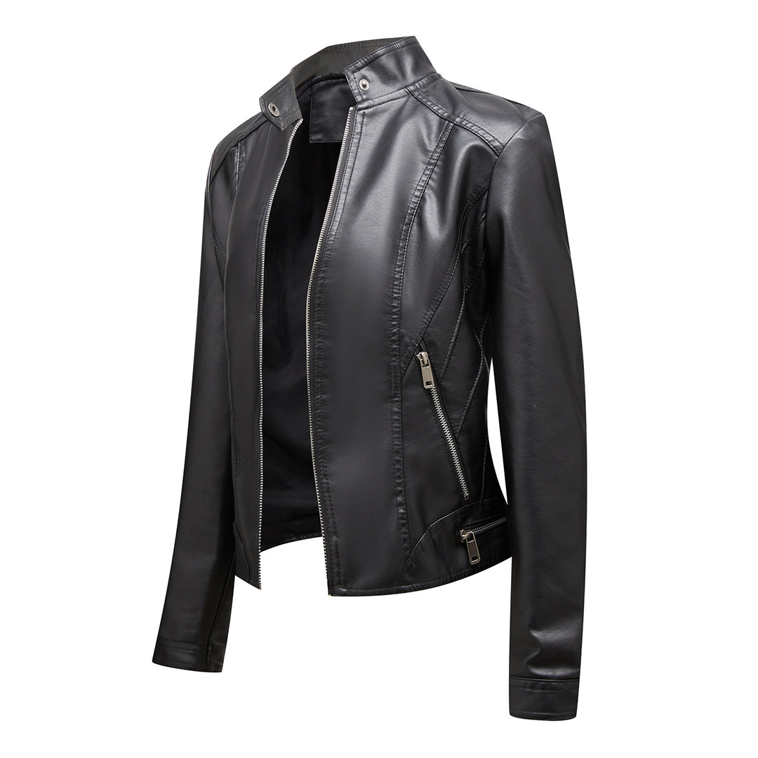 Colette - Faux Leather Zip Jacket