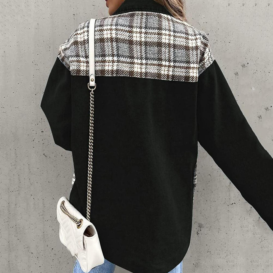 Henrietta - Denim Jacket with Check Panels