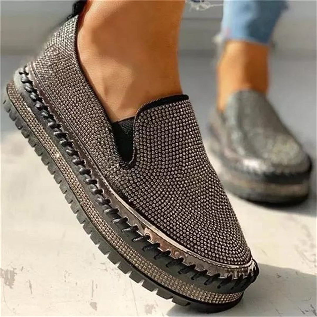 Frances - Rhinestone Slip on Shoes