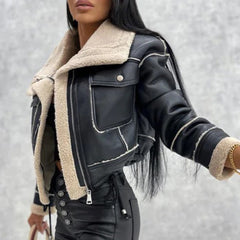 Caitlin - Shearling Biker Jacket
