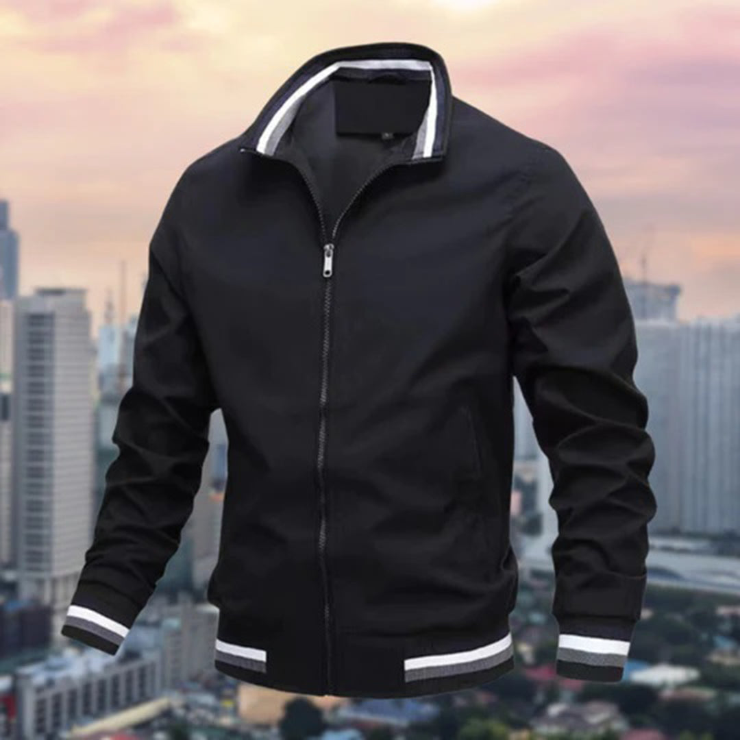 Richard - Varsity Bomber with Stripes — Black