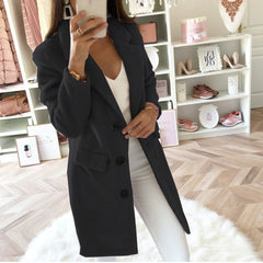 Eartha - Long Tailored Coat — Black