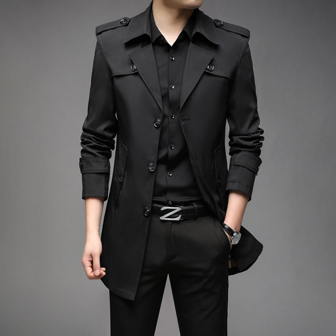 Quentin - Double Breasted Trench Coat — Black