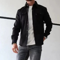 Clarence - Cotton Overshirt with Pockets — Black