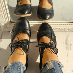 Marcella - Brogue Lace up Heeled Shoes — Black