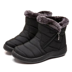 Danielle - Padded Fur Trim Snow Boots — Black