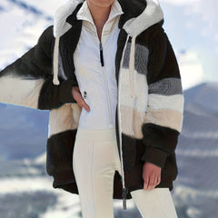 Arabella - Colour Block Sherpa Jacket — Black