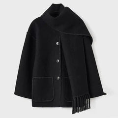 Shirley - Tweed Coat with Pearl Trim — Black