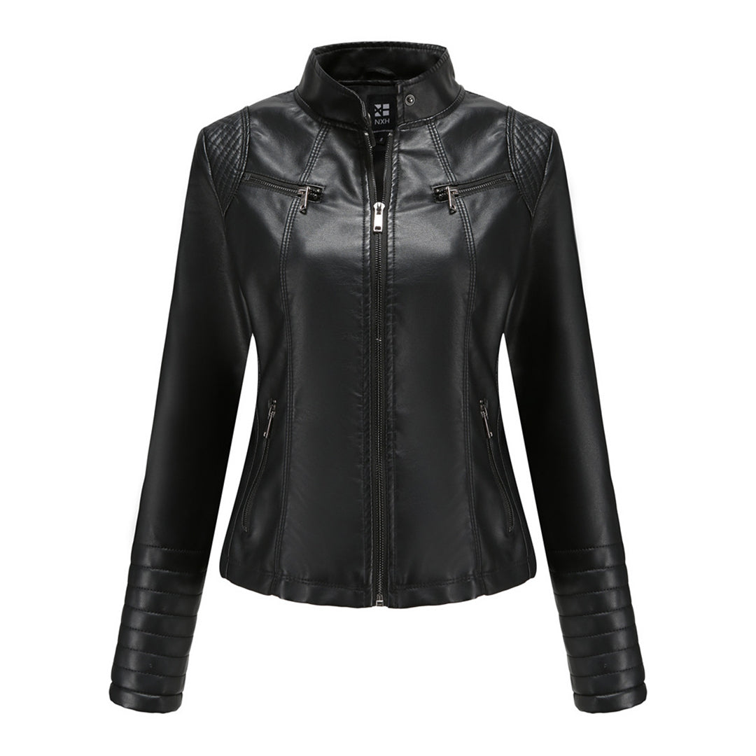 Alberta - Faux Leather Moto Jacket — Black