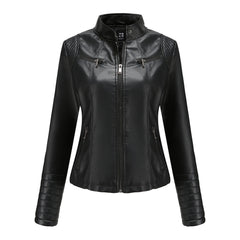 Alberta - Faux Leather Moto Jacket — Black
