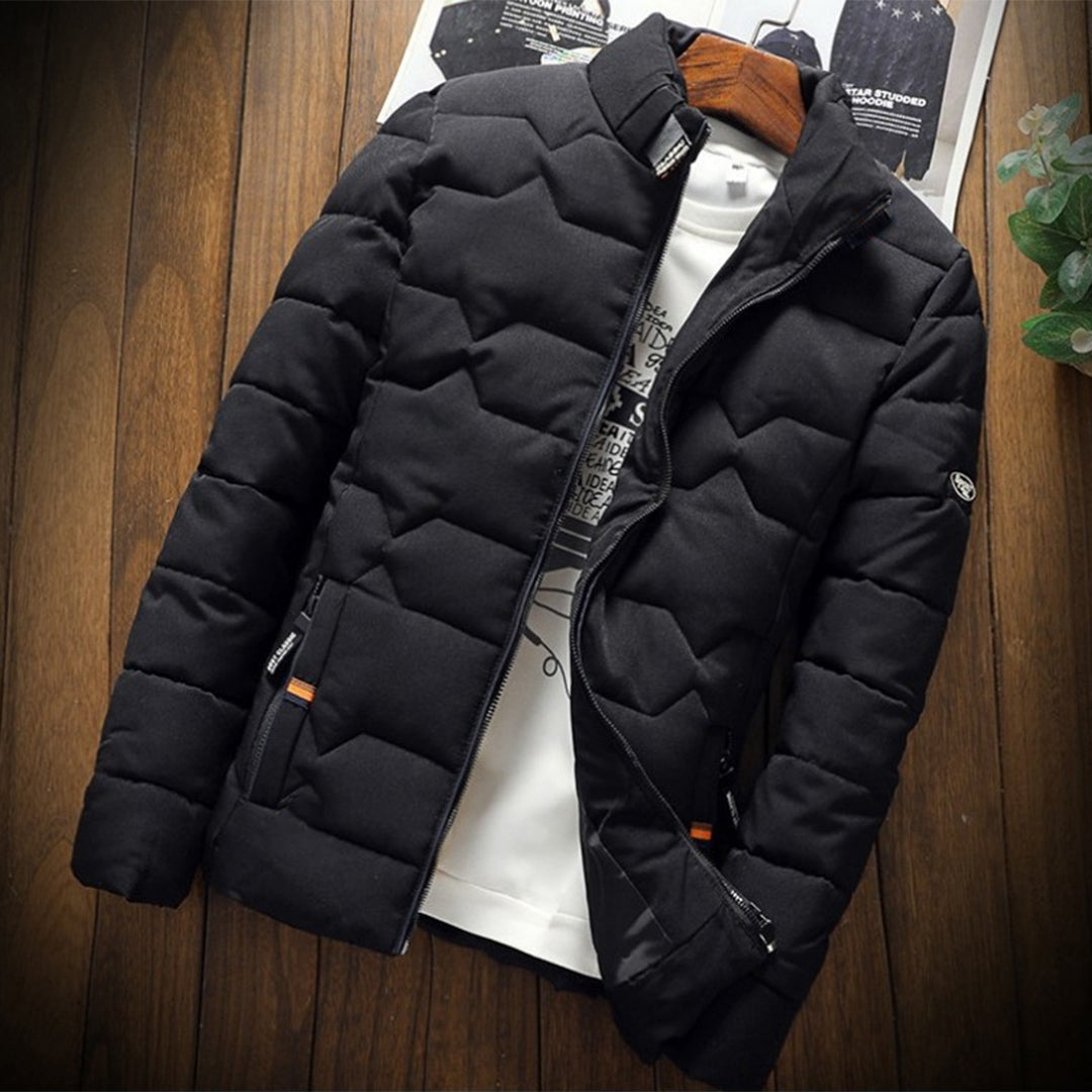 Fernanda - Quilted Stand Collar Puffer — Black