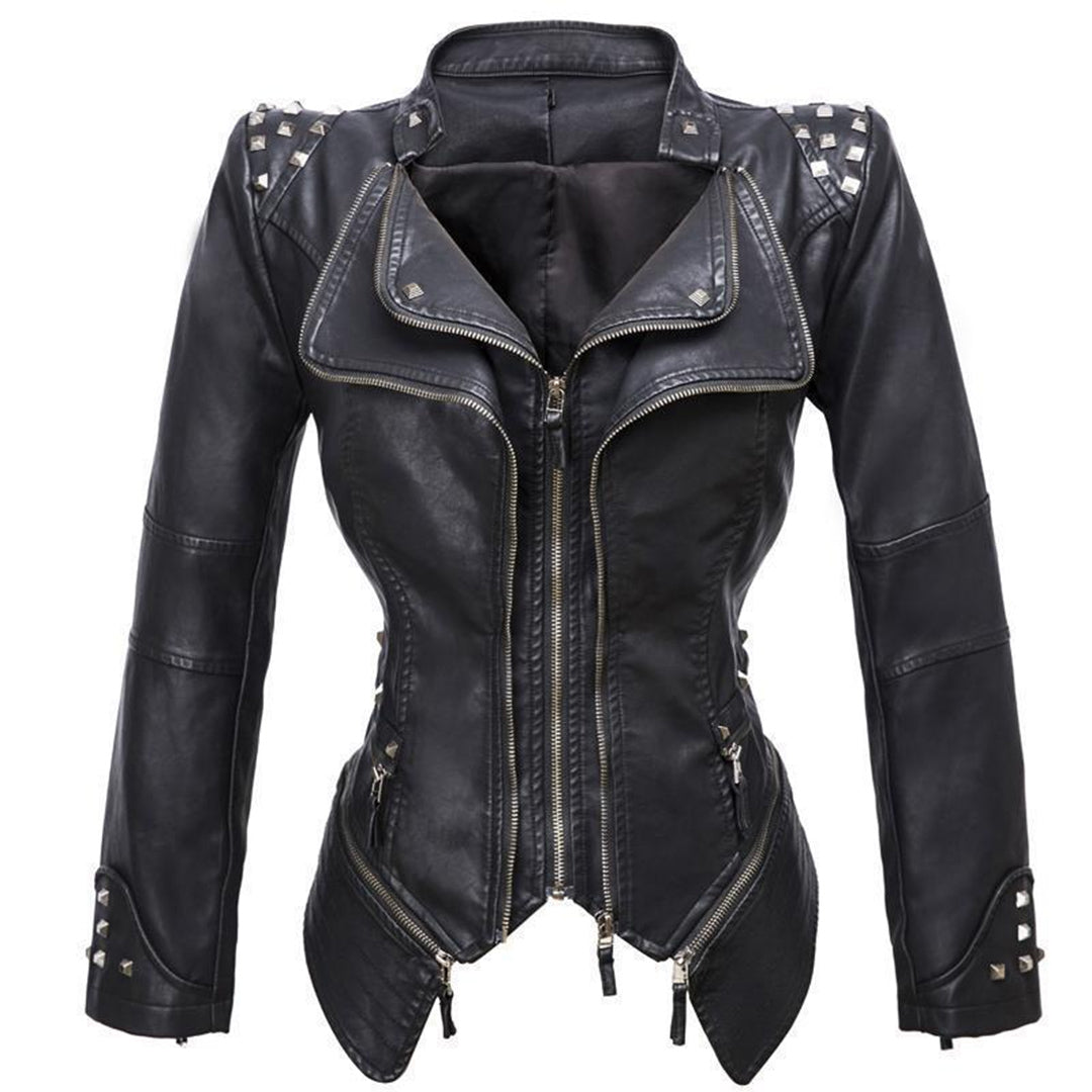 Miriam - Studded Biker Jacket — Black