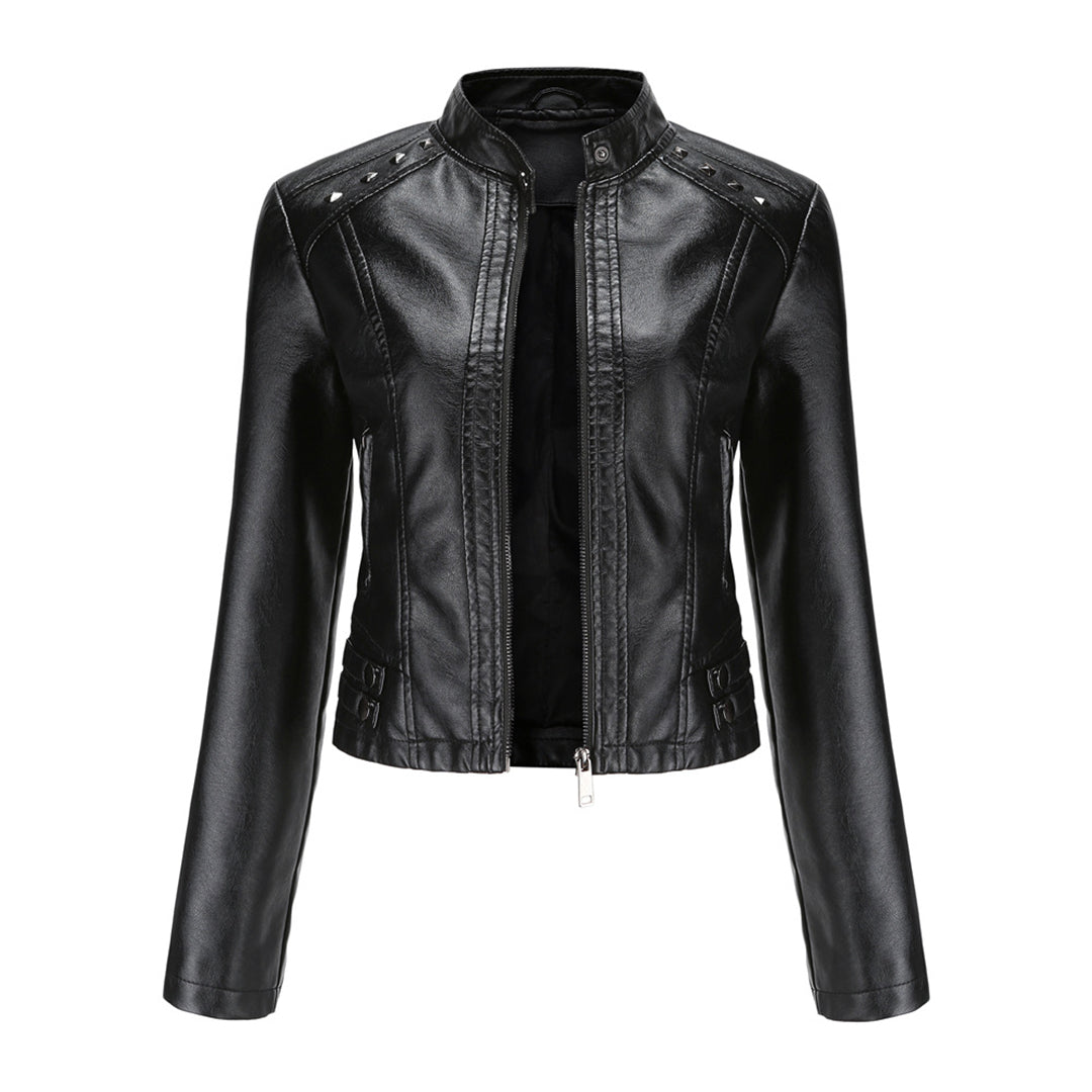 Janelle - Faux Leather Racer Jacket — Black