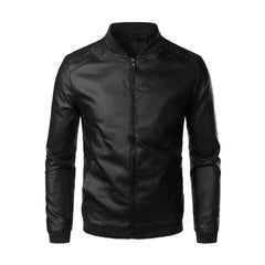 Darren - Leather Bomber Jacket — Black