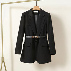 Caroline - Belted Blazer — Black