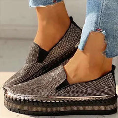 Frances - Rhinestone Slip on Shoes — Black