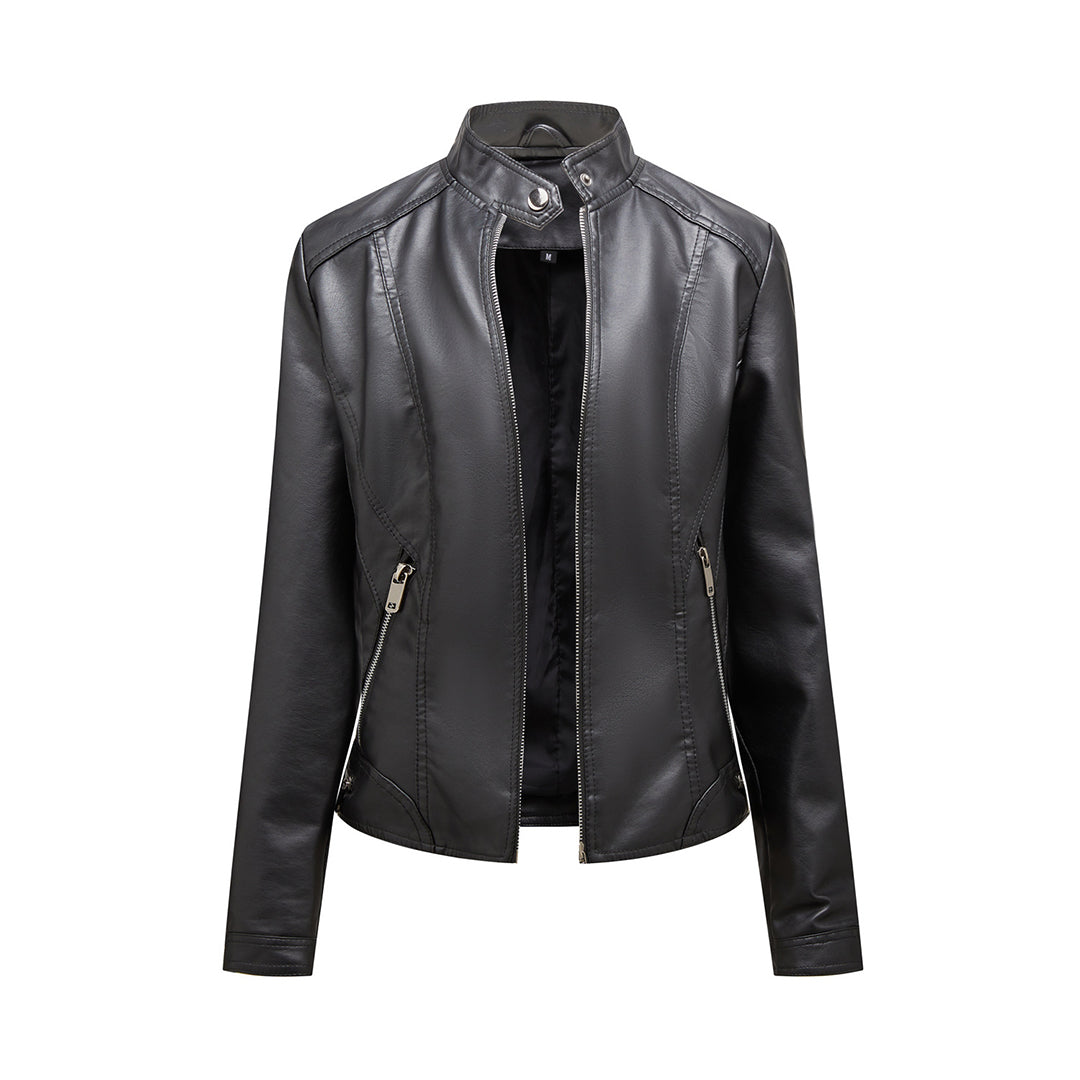 Colette - Faux Leather Zip Jacket — Black