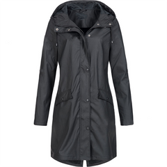 Xanthe - Hooded Rain Mac — Black