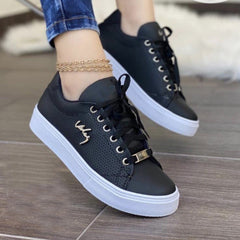 Aurelia - Platform Court Sneakers — Black