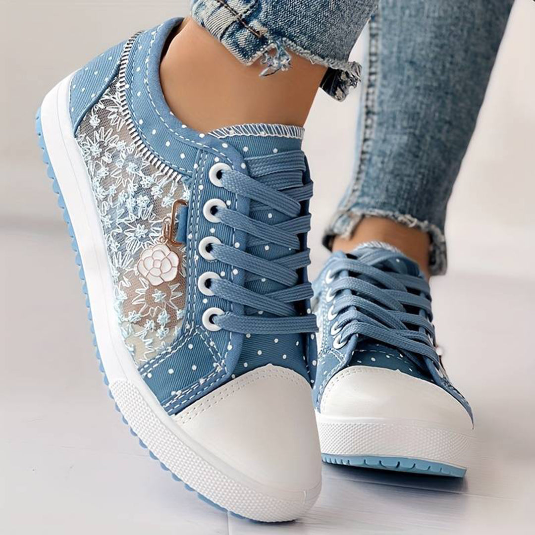 Suzanne - Denim Lace Print Sneakers