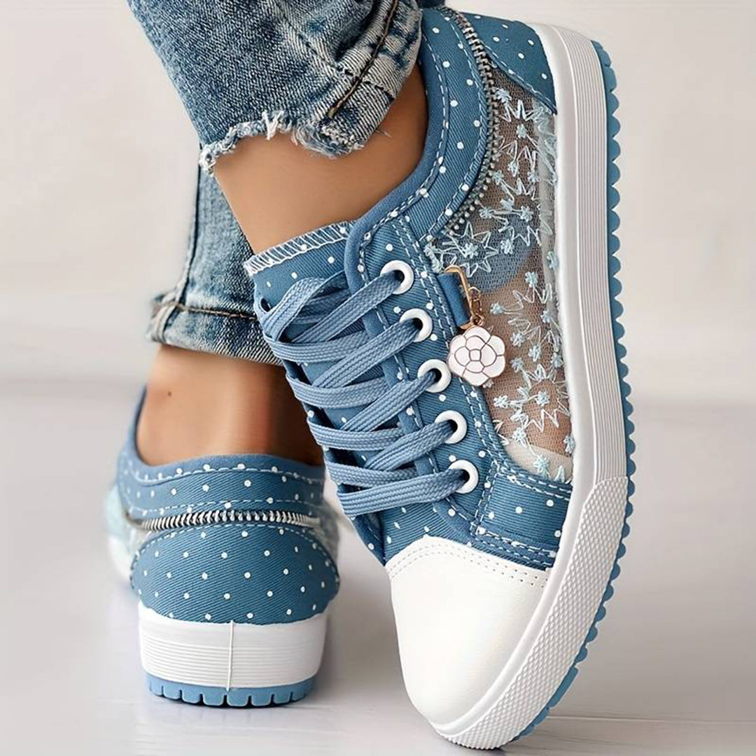 Suzanne - Denim Lace Print Sneakers