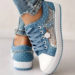 Suzanne - Denim Lace Print Sneakers