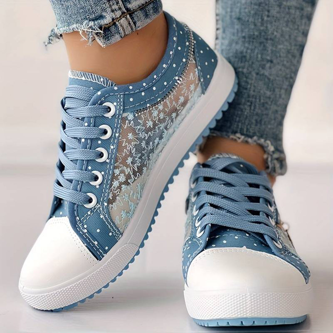 Suzanne - Denim Lace Print Sneakers