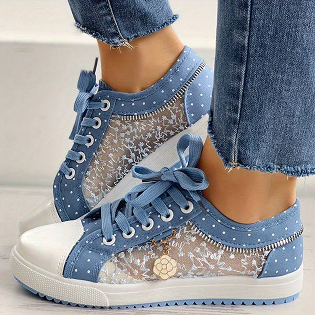 Suzanne - Denim Lace Print Sneakers