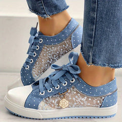 Suzanne - Denim Lace Print Sneakers