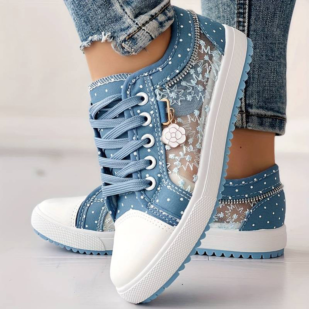Suzanne - Denim Lace Print Sneakers