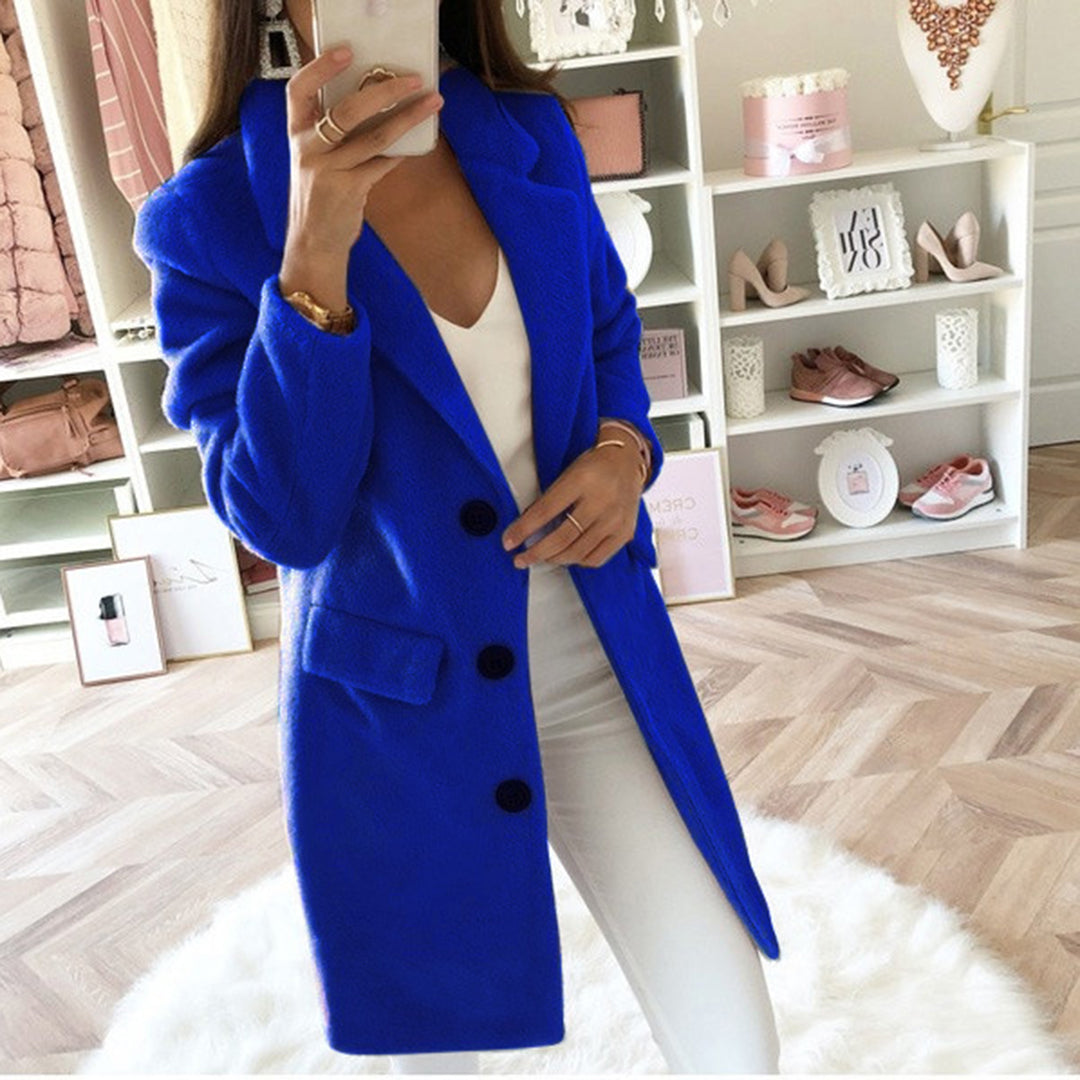 Eartha - Long Tailored Coat — Blue