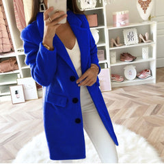 Eartha - Long Tailored Coat — Blue