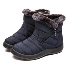 Danielle - Padded Fur Trim Snow Boots — Blue