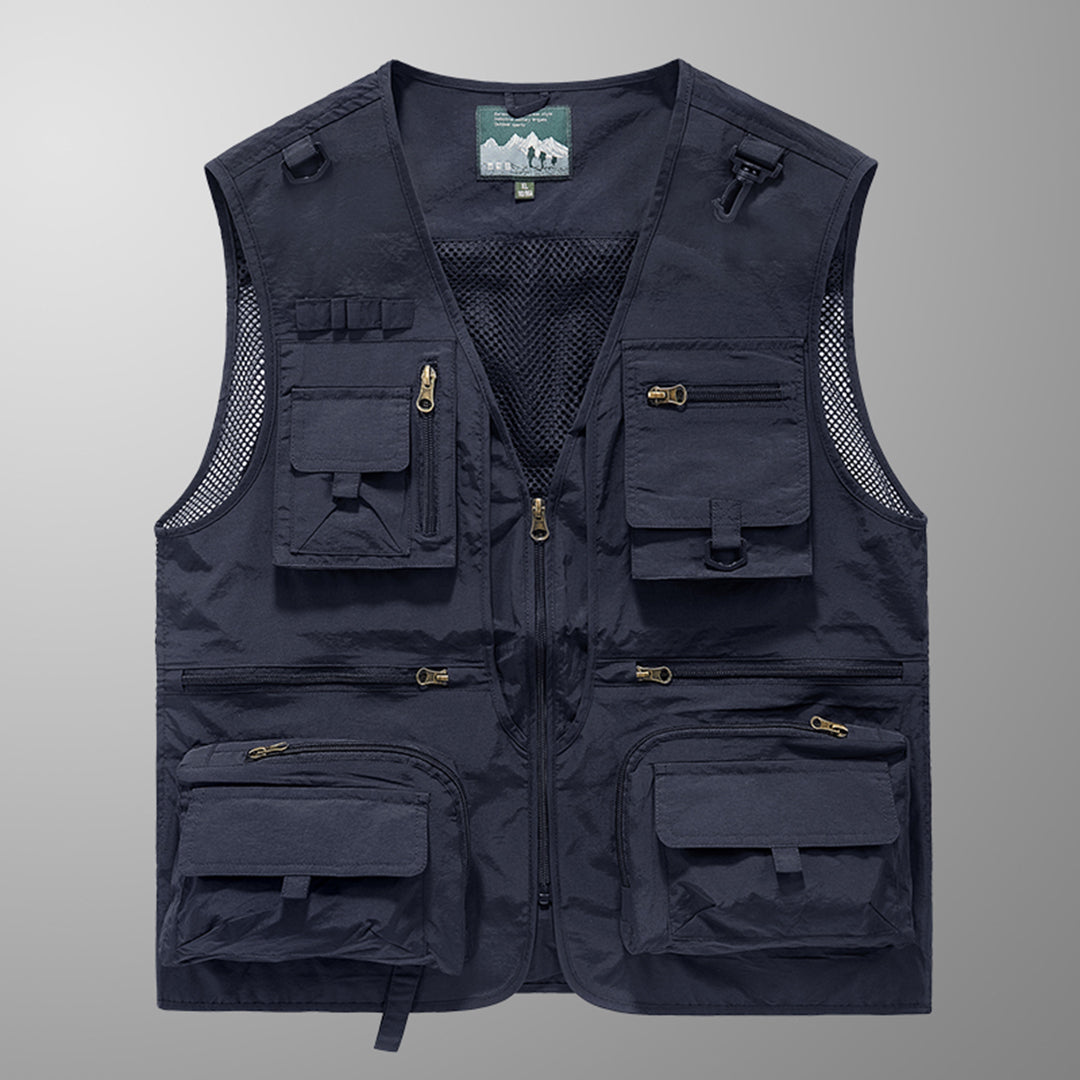 Tristan - Multi Pocket Utility Vest — Blue