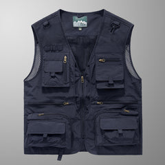 Tristan - Multi Pocket Utility Vest — Blue